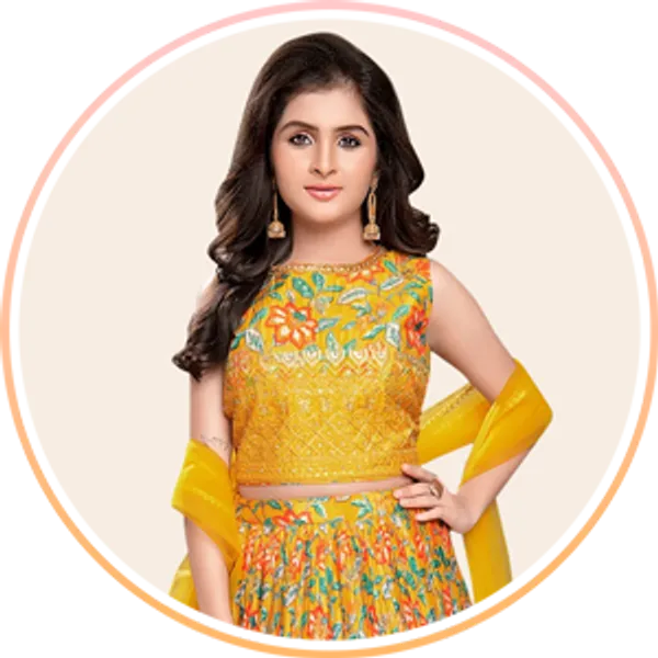 Girls Yellow Lehenga Choli