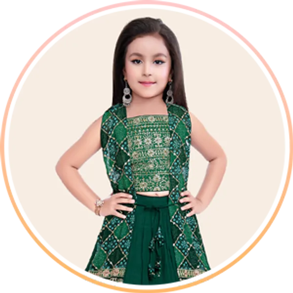 Girls Green Lehenga Choli