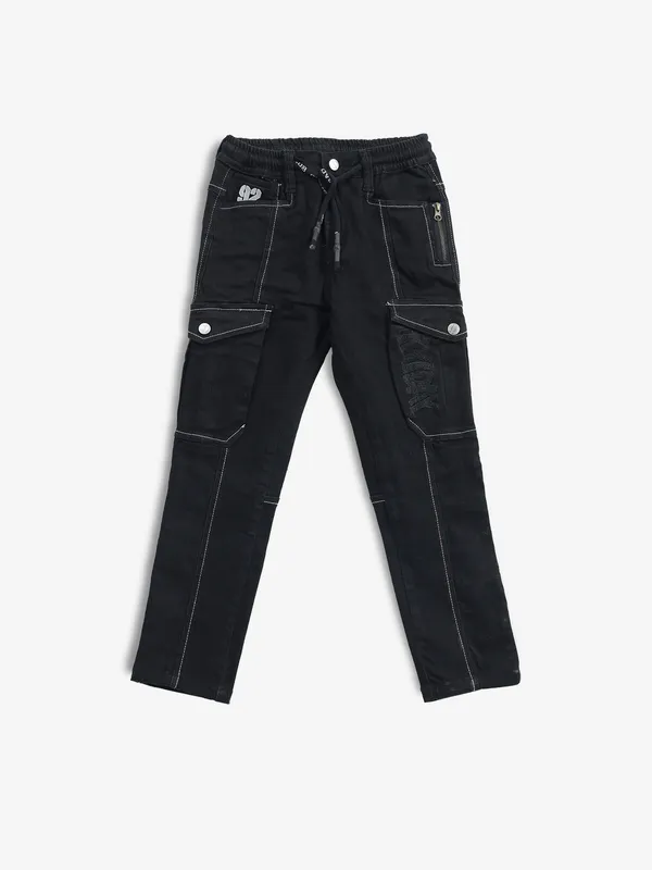 BAD BOYS black solid  cargo jeans