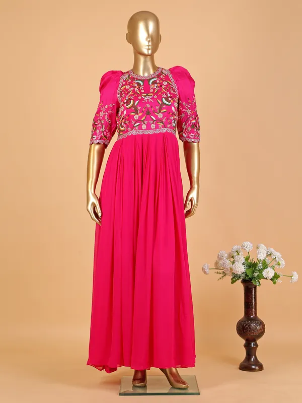 Elegant georgette magenta anarkali suit