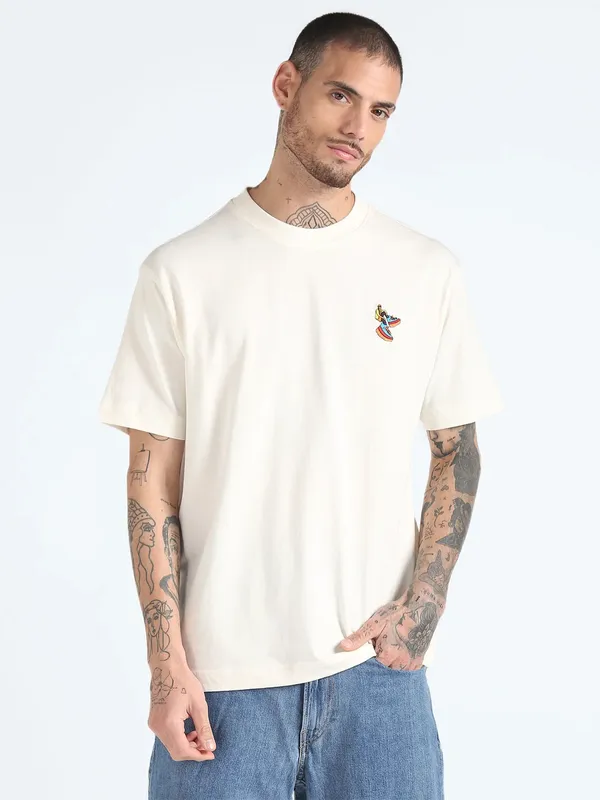 FLYING MACHINE white cotton printed t-shirt