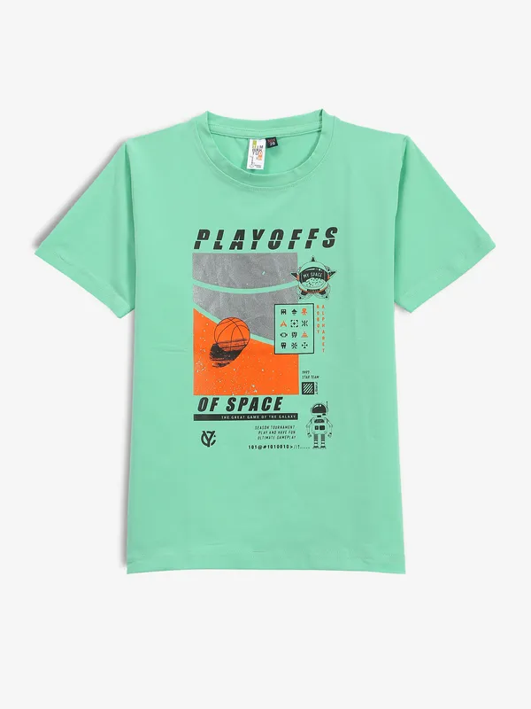 TIMBUKTU sea green printed half sleeve t-shirt