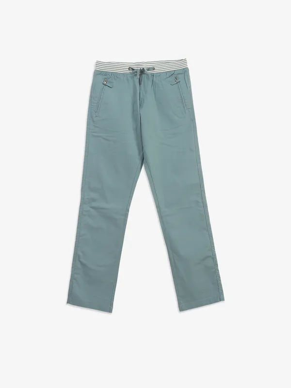 1BEEVEE blue cotton solid track pant
