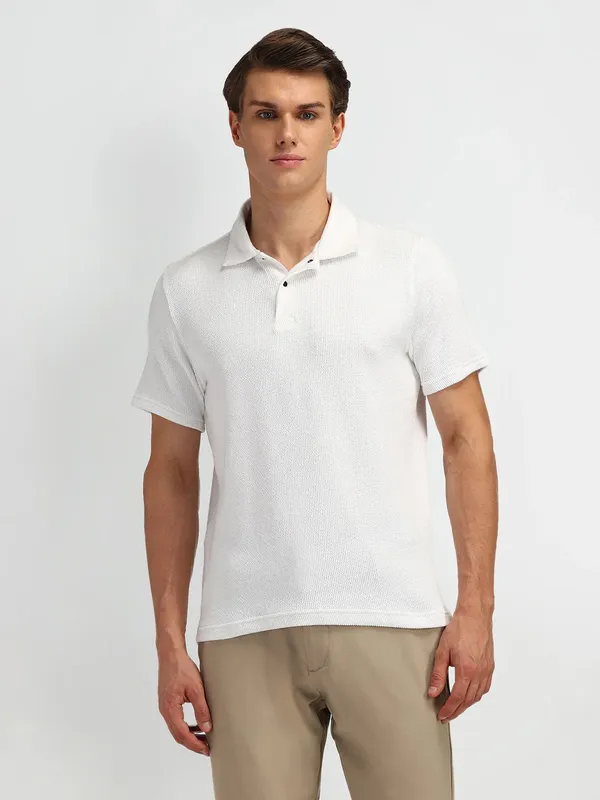 ARROW plain white cool polo t-shirt