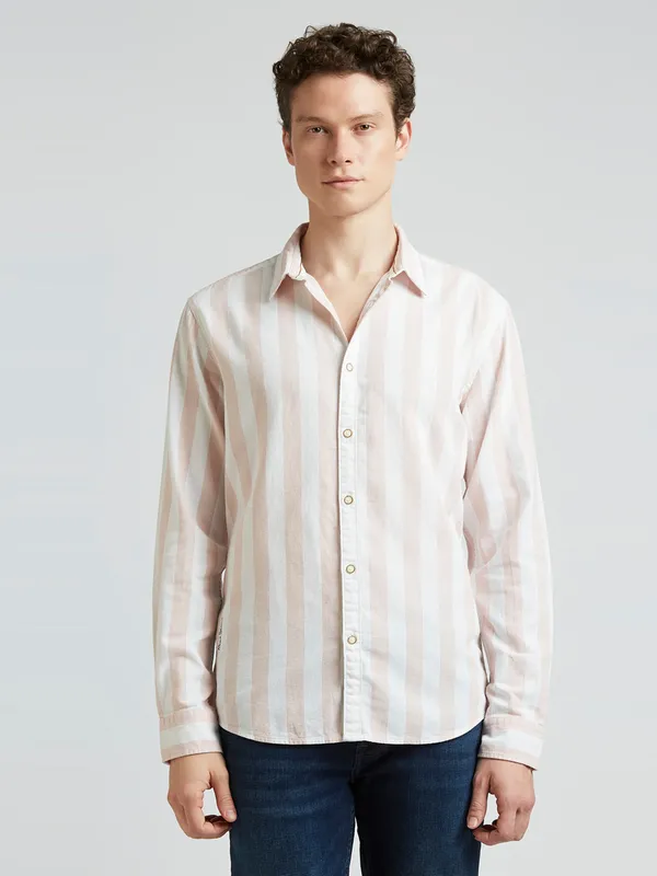 PEPE pink striped cotton casual shirt