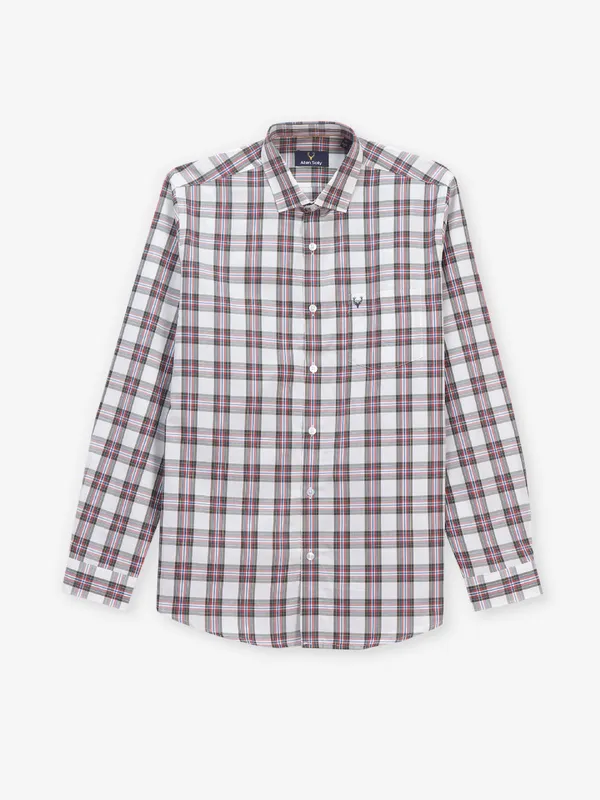 ALLEN SOLLY red and white new checkered casual slim fit shirt