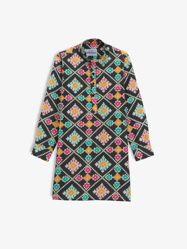 Trendy black printed kurta
