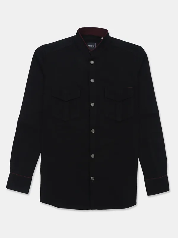 Albino casual wear solid shirt in black