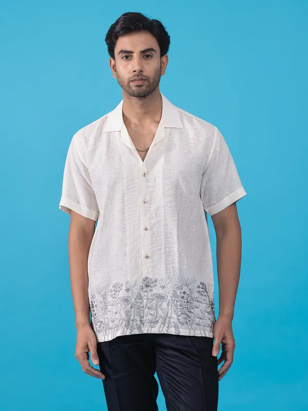 ALBINO off white linen formal shirt
