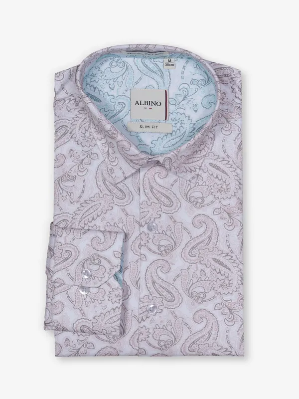 ALBINO pink printed cotton party wear shirt