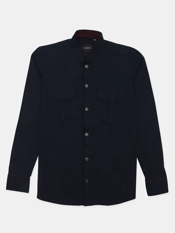 Albino powder navy solid shirt