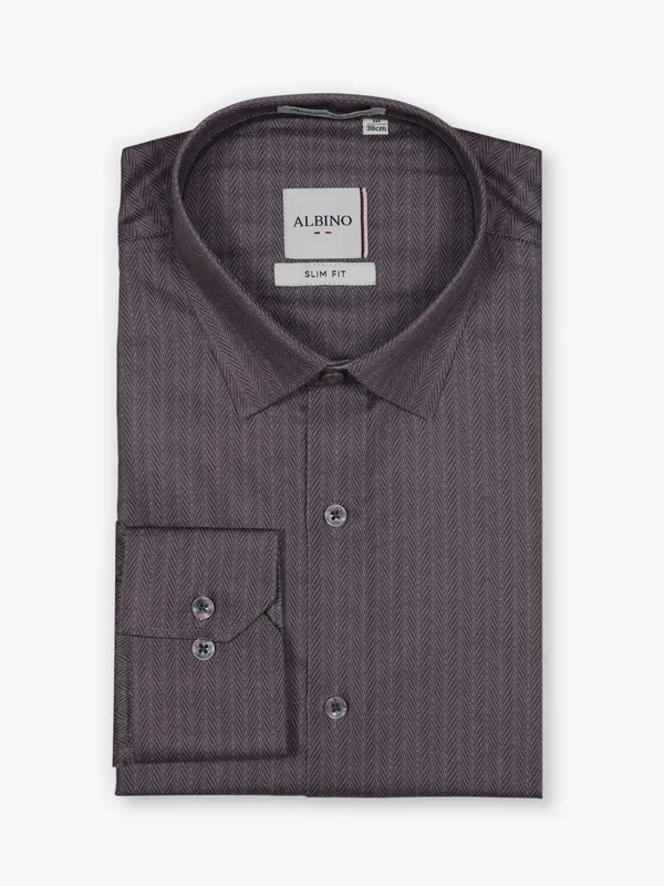 ALBINO wine printed cotton party wear shirt