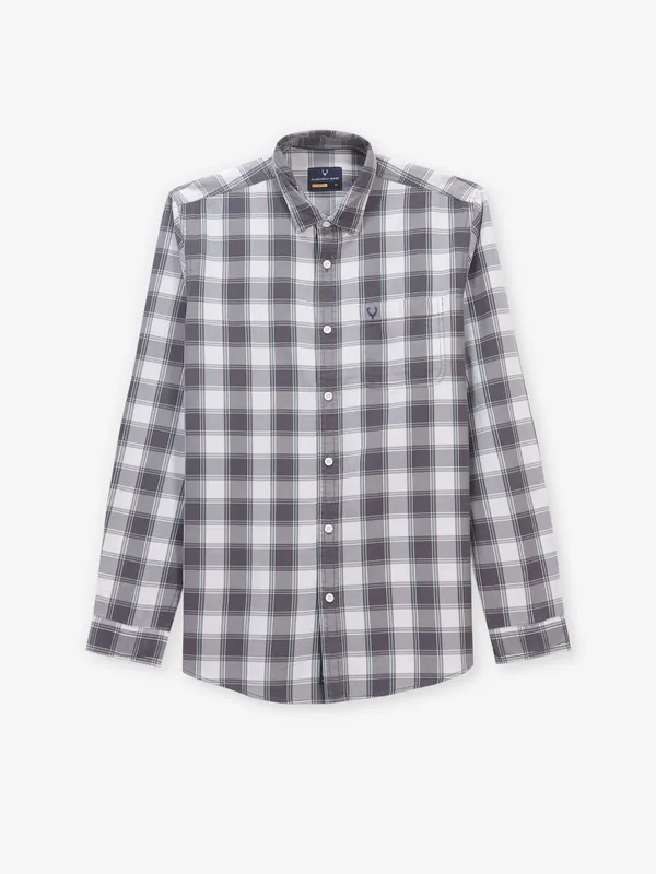ALLEN SOLLY check white and grey shirt