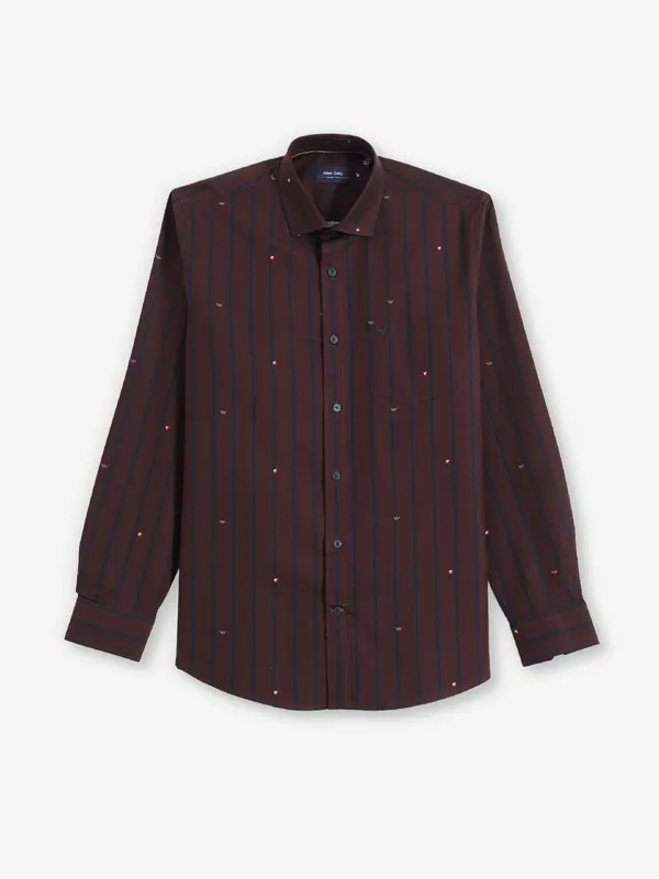 ALLEN SOLLY coffee printed and stripped shirt for men