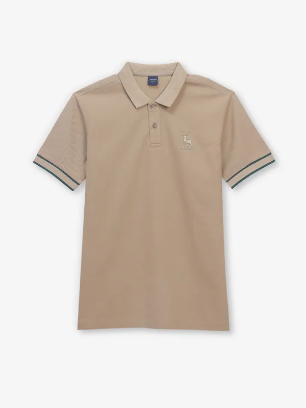 ALLEN SOLlY cotton light brown t-shirt for men