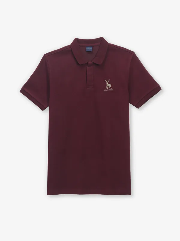 ALLEN SOLlY maroon cotton t-shirt for boys