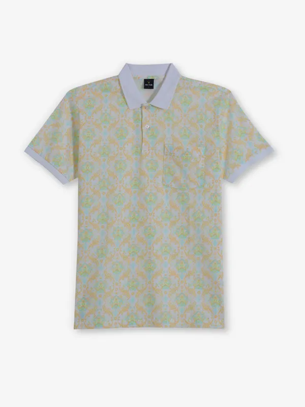 ALLEN SOLLY mustard yellow printed cotton t-shirt