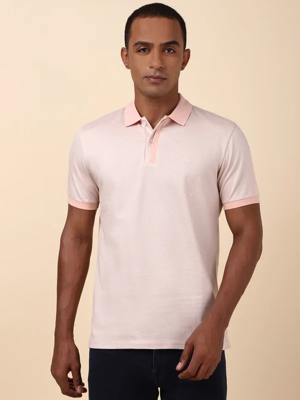 ALLEN SOLLY peach polo plain cotton t-shirt