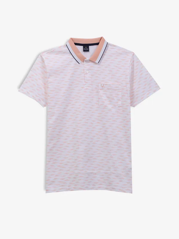 ALLEN SOLLY peach printed cotton t-shirt