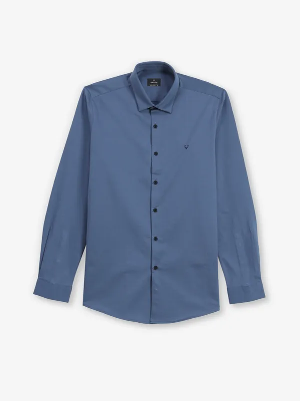 ALLEN SOLLY plain blue shirt for men