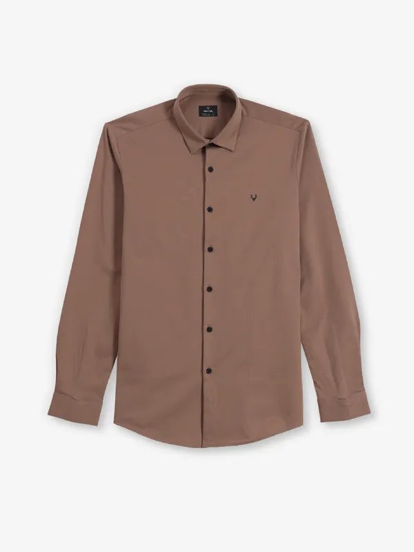 ALLEN SOLLY Plain brown casual shirt for men