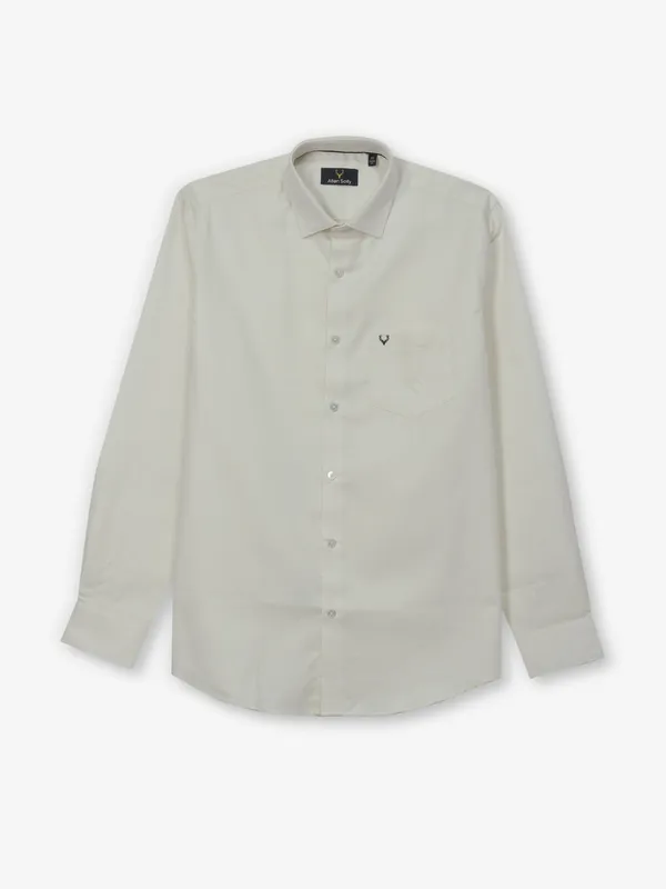 ALLEN SOLLY plain off white casual shirt in cotton
