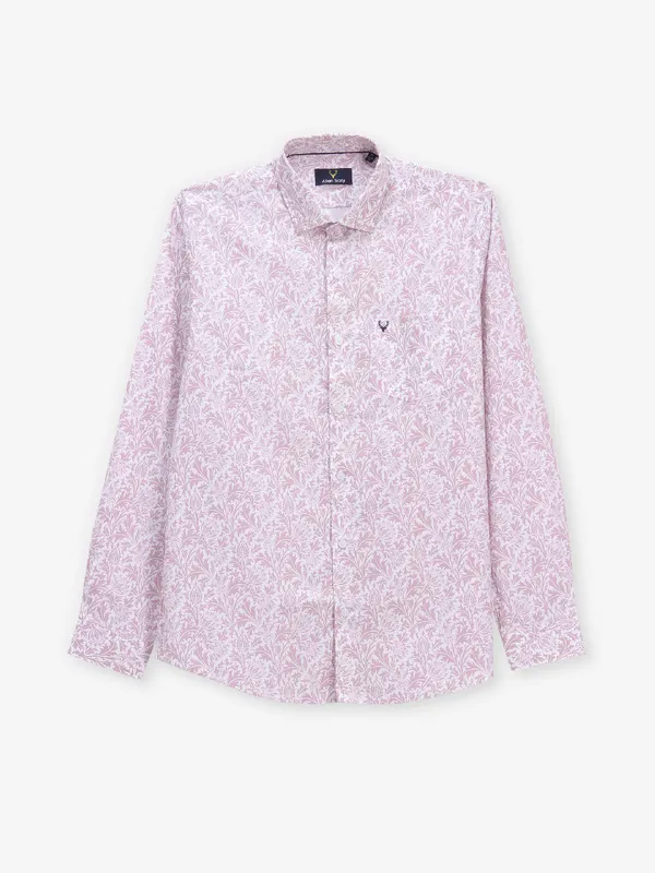 ALLEN SOLLY printed cute pink casual shirt