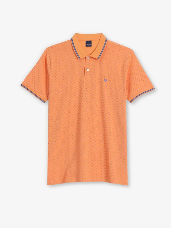 ALLEN SOLLY printed orange cotton polo t-shirt
