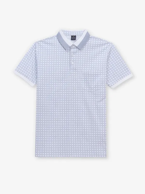 ALLEN SOLLY printed white cotton polo t-shirt