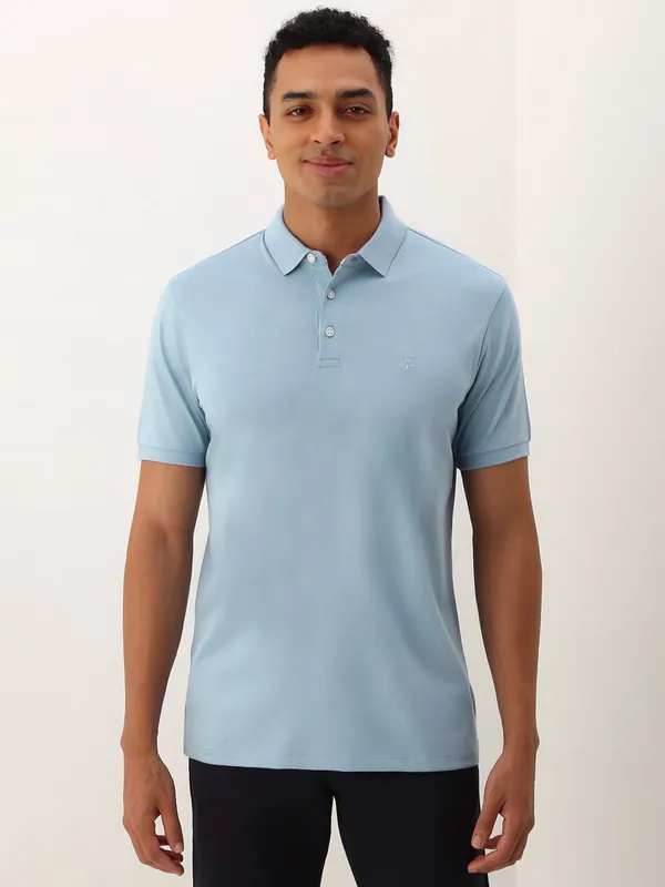 ALLEN SOLLY sky blue cotton polo t-shirt