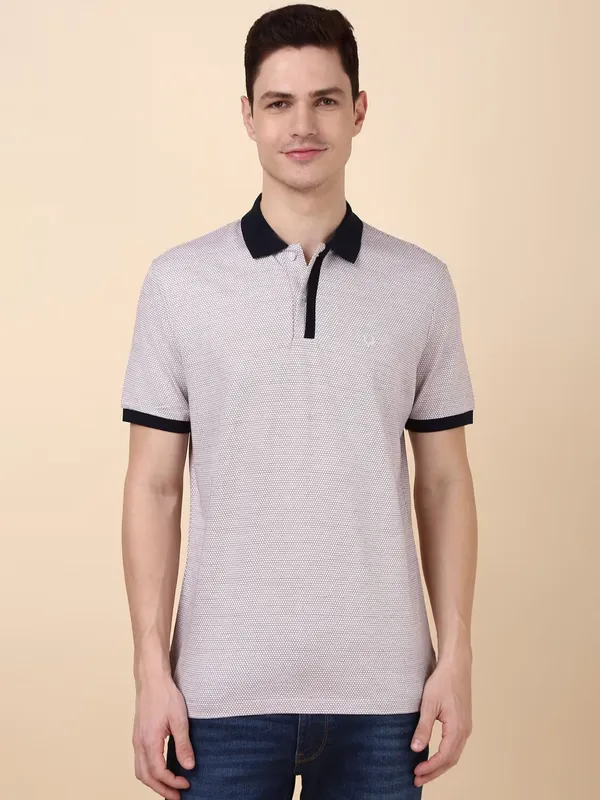 ALLEN SOLLY solid beige cotton polo t-shirt