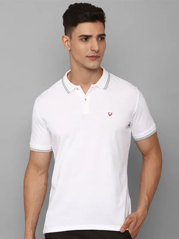 ALLEN SOLLY solid white polo cotton t-shirt