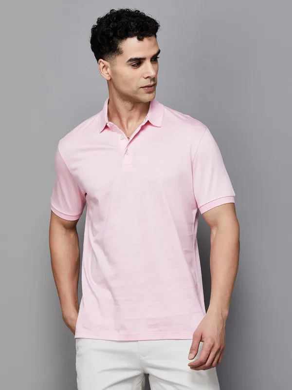 ALLEN SOLLY sweet pink cotton polo t-shirt