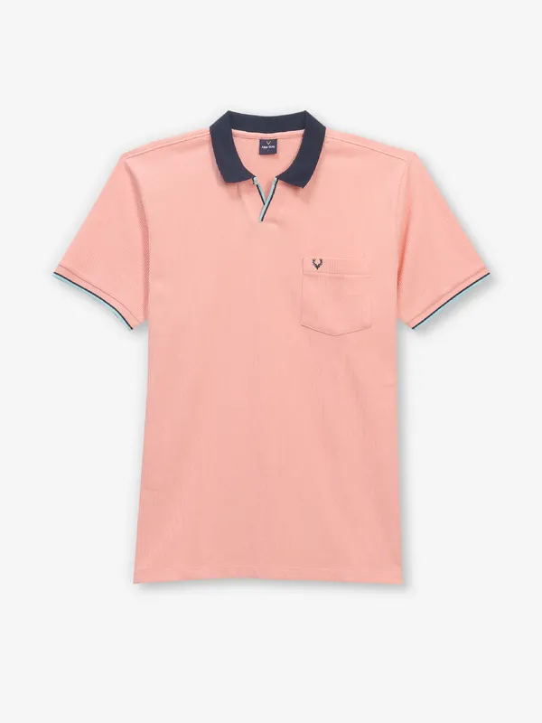 ALLEN SOLlY textured peach cotton t-shirt