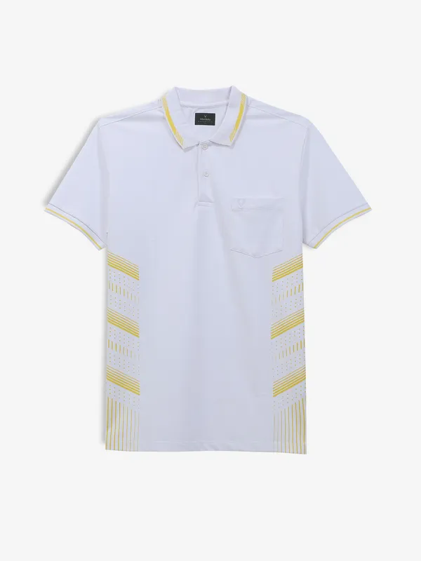 ALLEN SOLLY white and yellow printed t-shirt