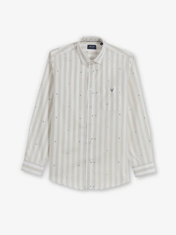 ALLEN SOLLY white stripped and printed shirt for men