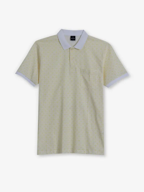 ALLEN SOLLY yellow printed cotton t-shirt