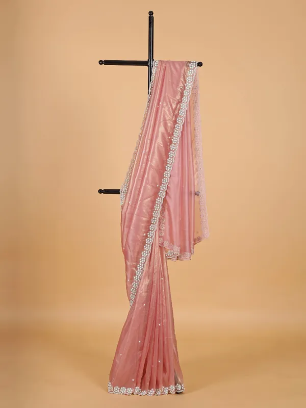 Alluring light pink organza saree