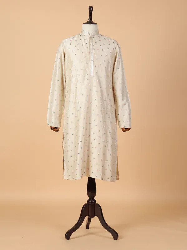 Amazing beige silk kurta suit