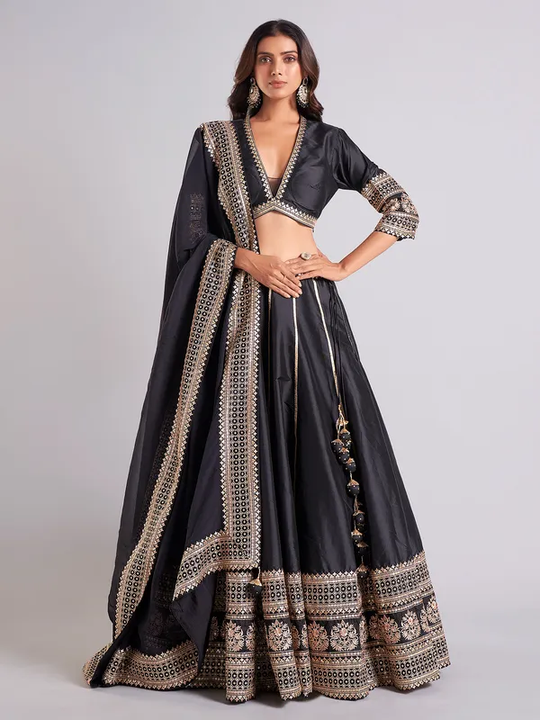 Amazing black silk lehenga choli