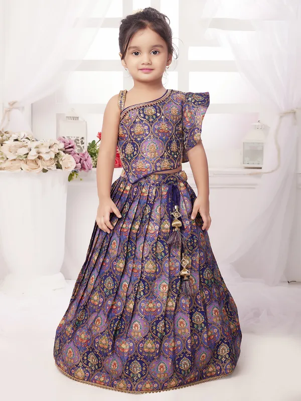 Amazing  blue cotton silk fabric lehenga choli