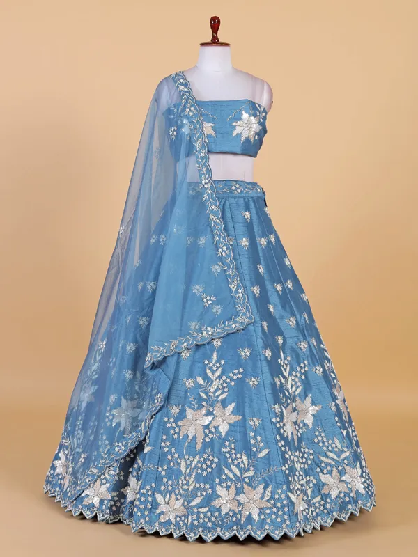 Amazing blue raw silk lehenga choli