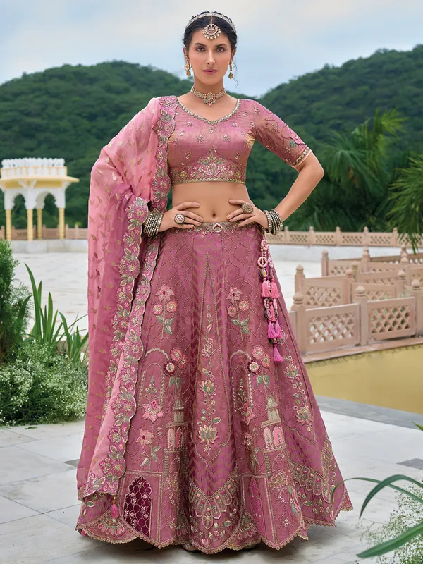 Amazing bright purple silk unstitched lehenga choli
