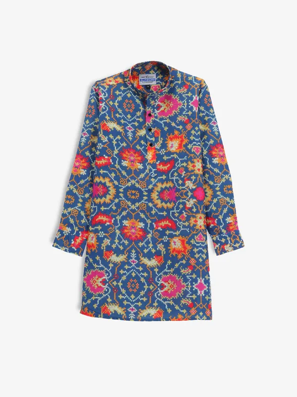 Amazing dark blue cotton printed kurta