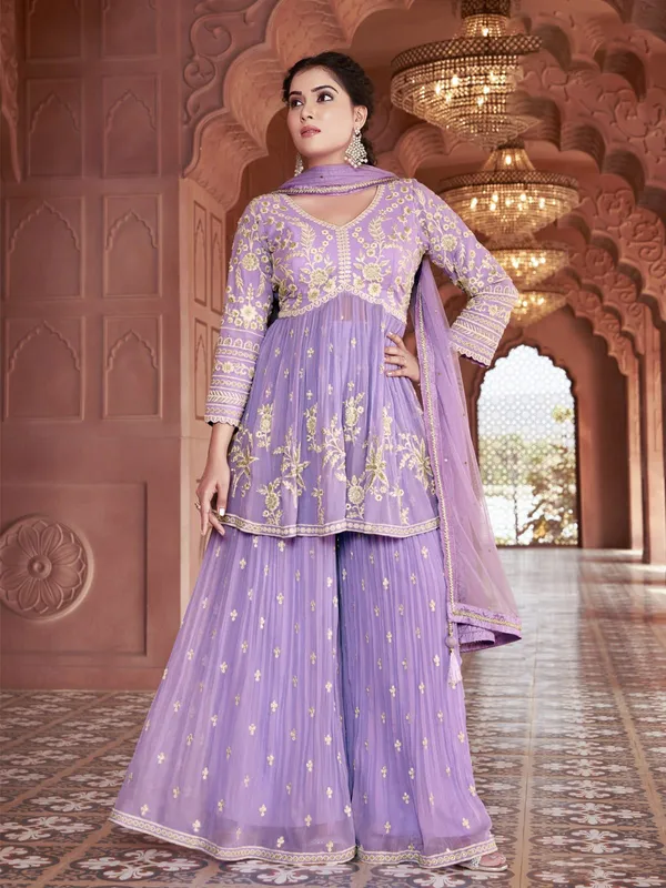 Amazing lilac purple palazzo suit with dupatta