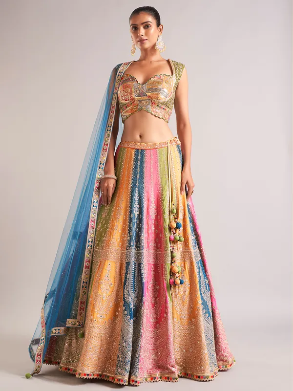 Amazing multi color silk lehenga choli