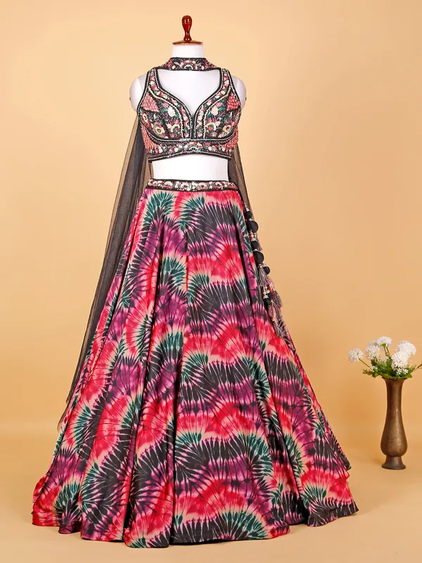 Amazing multi color silk printed lehenga choli