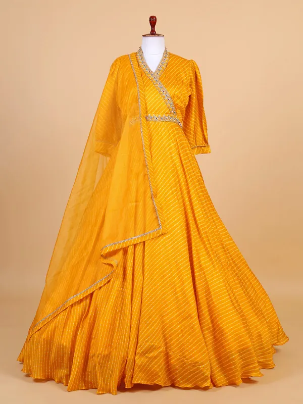 Amazing mustard yellow anarkali salwar suit