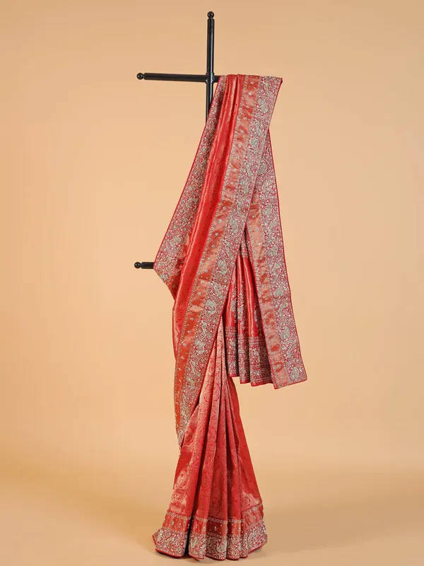 Amazing red kanjivaram silk saree