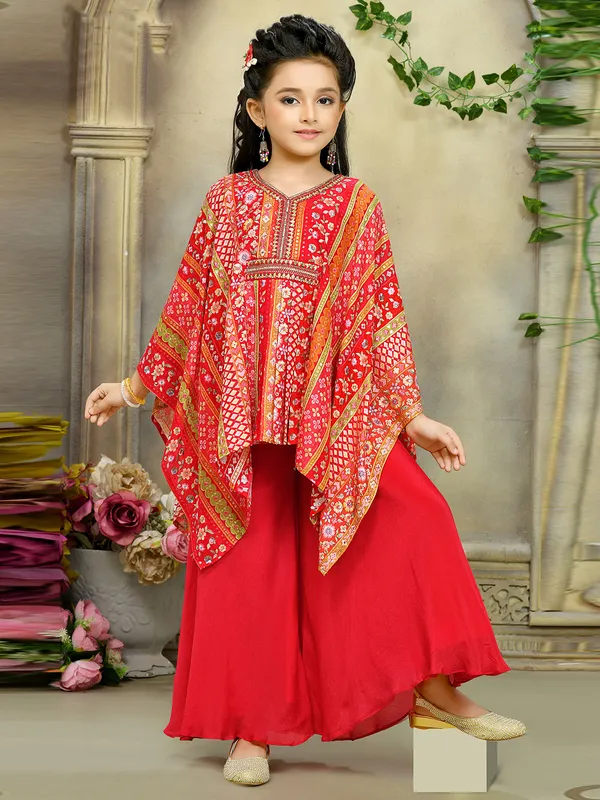 Amazing red silk printed palazzo set